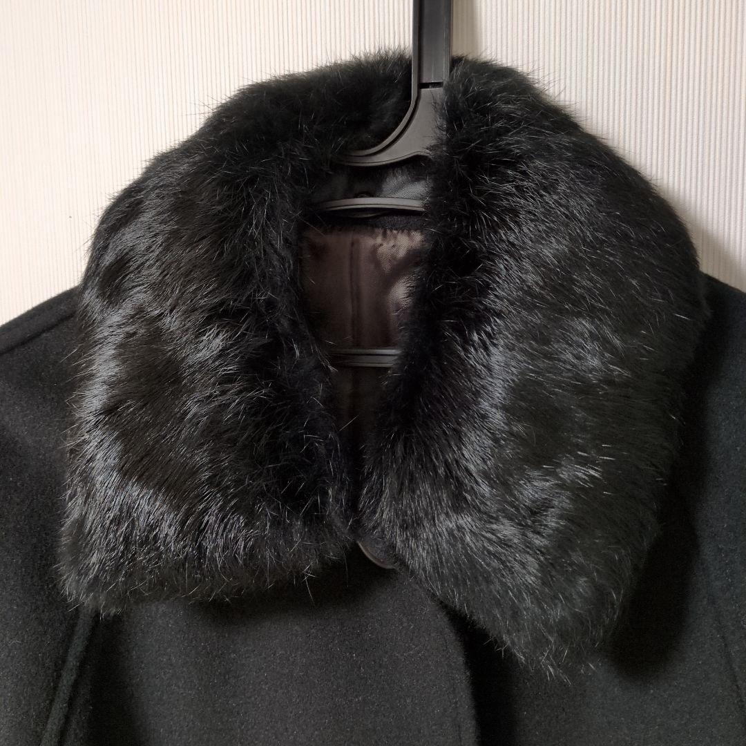 COMME CA ISM ケープコート ウール アンゴラ ポンチョ 黒 アウター