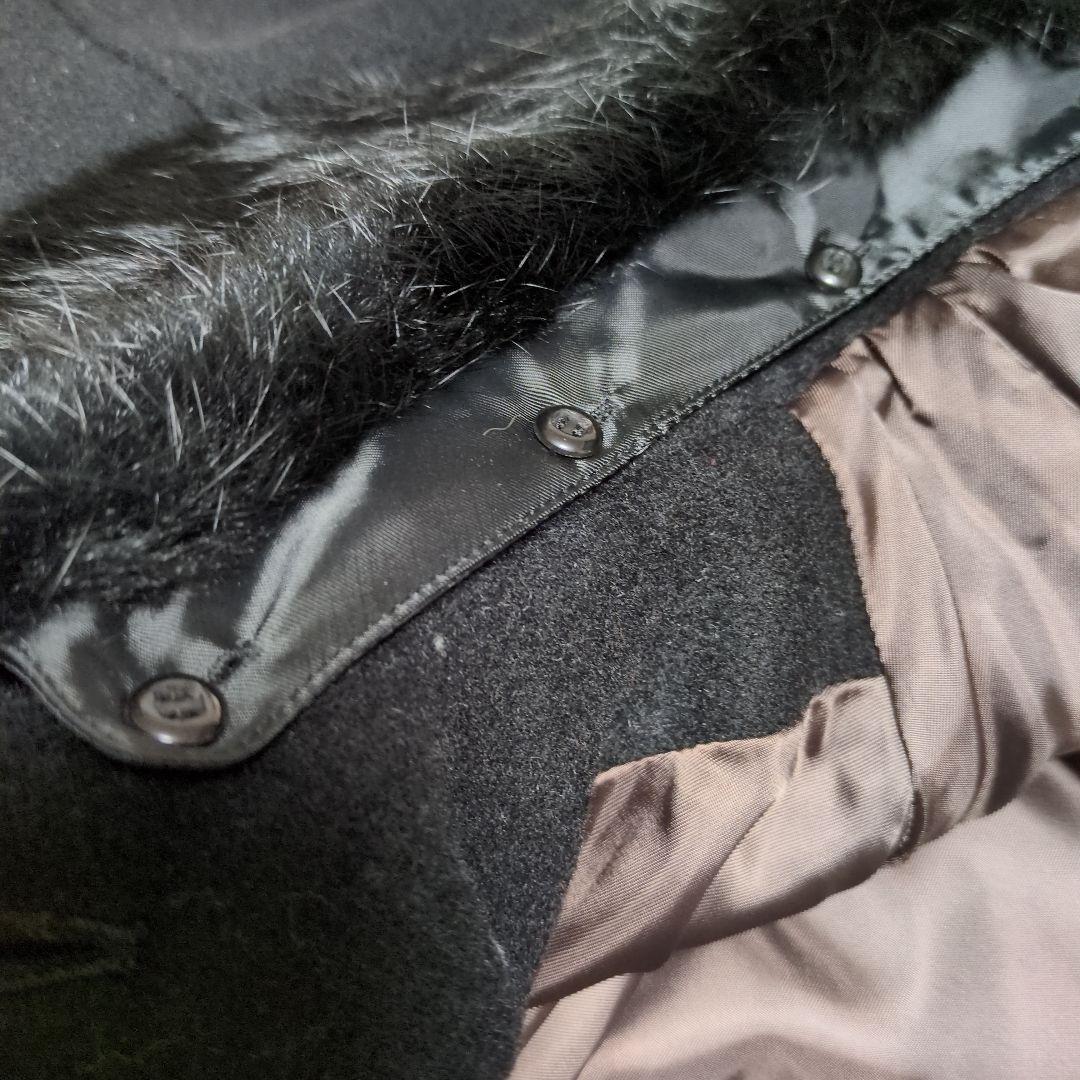 COMME CA ISM ケープコート ウール アンゴラ ポンチョ 黒 アウター