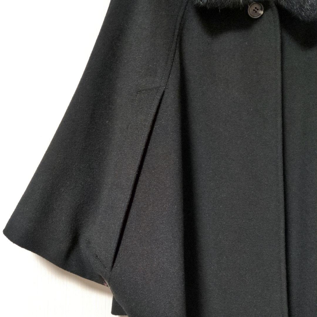 COMME CA ISM ケープコート ウール アンゴラ ポンチョ 黒 アウター