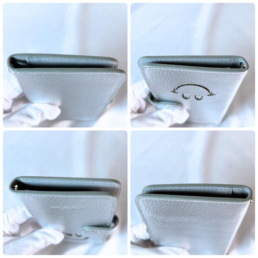 【多機種対応】サロンドアルファード 手帳型 スマホケース スマイル シルバー