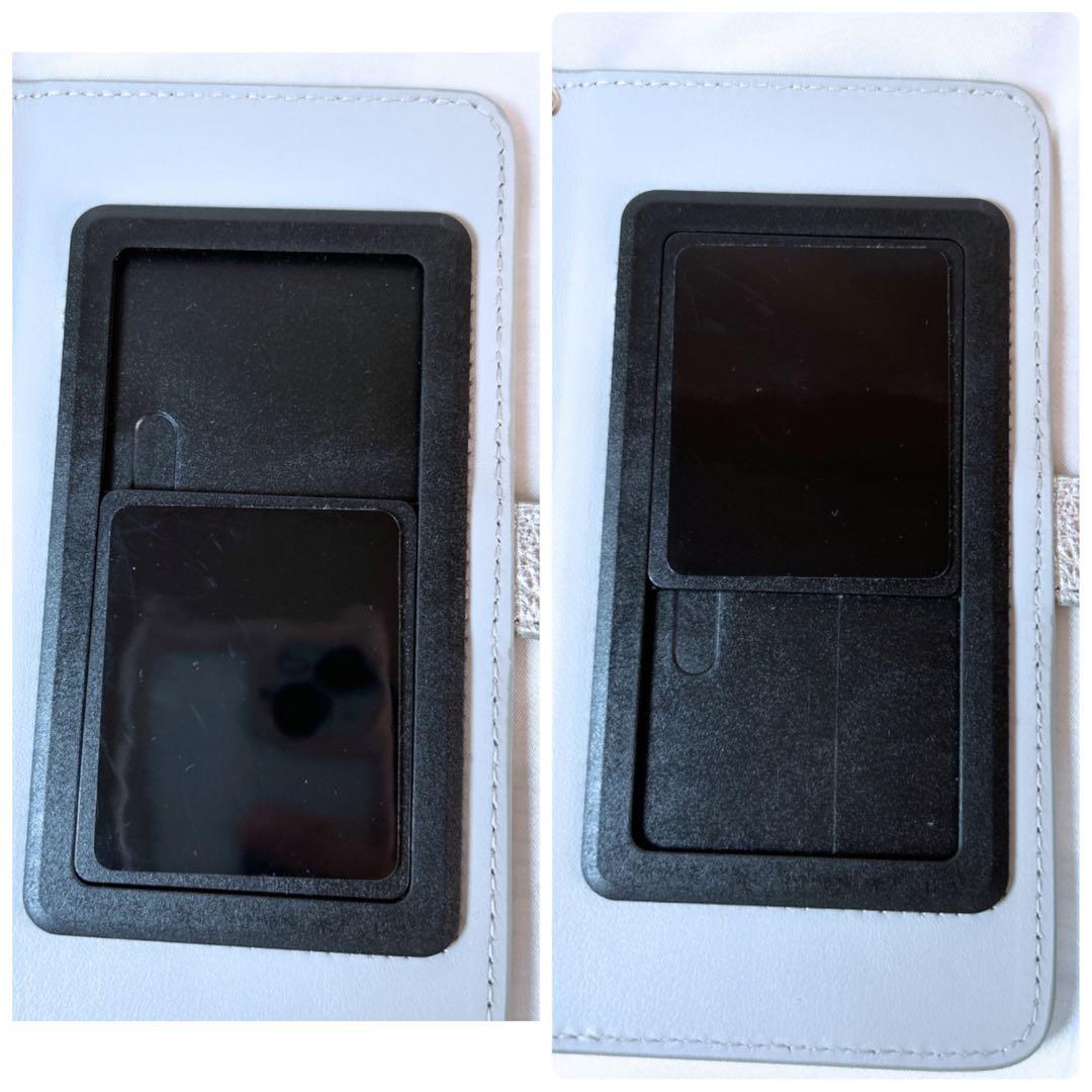 【多機種対応】サロンドアルファード 手帳型 スマホケース スマイル シルバー