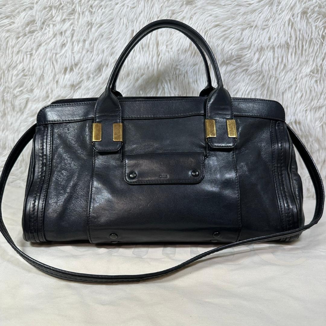 Chloe クロエ トート ショルダー バッグ 本革 ブラック 2way アリス