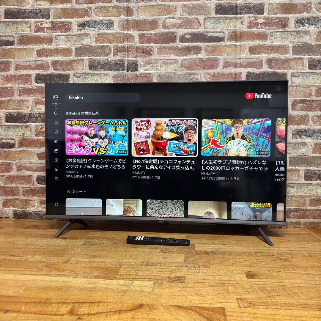 ハイセンス 43V型 液晶テレビ 4Kチューナー内蔵 43A65H 動画アプリ○