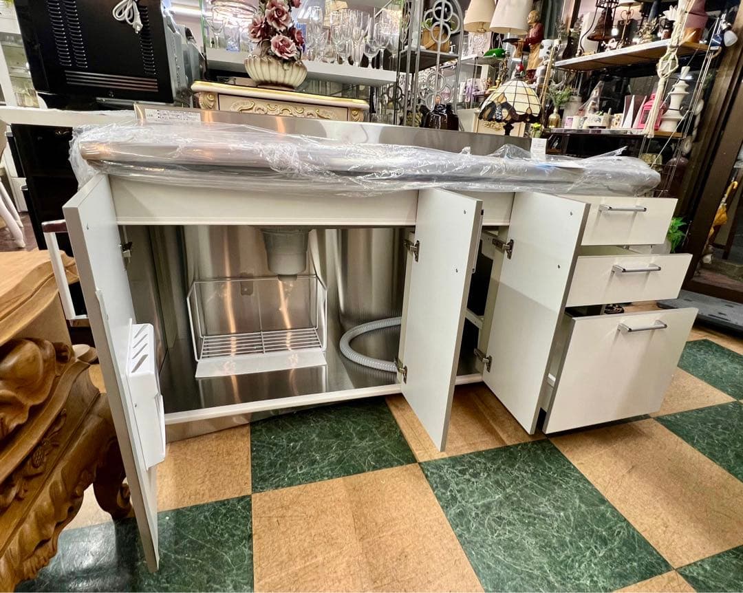 【地域限定無料配送】ステンレススチール シンク一体型キッチン収納