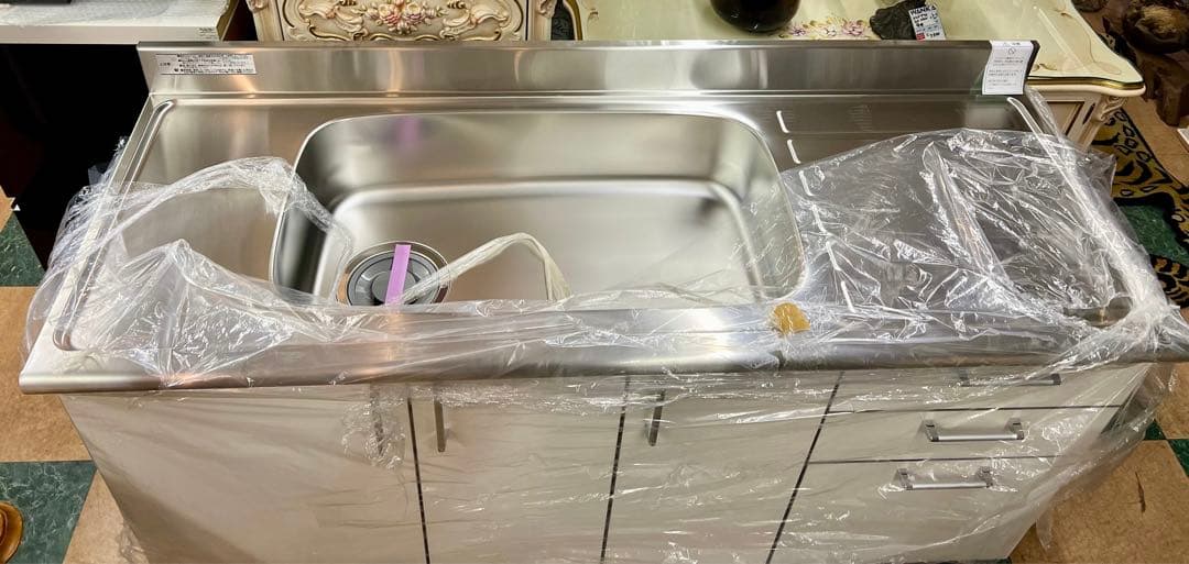 【地域限定無料配送】ステンレススチール シンク一体型キッチン収納