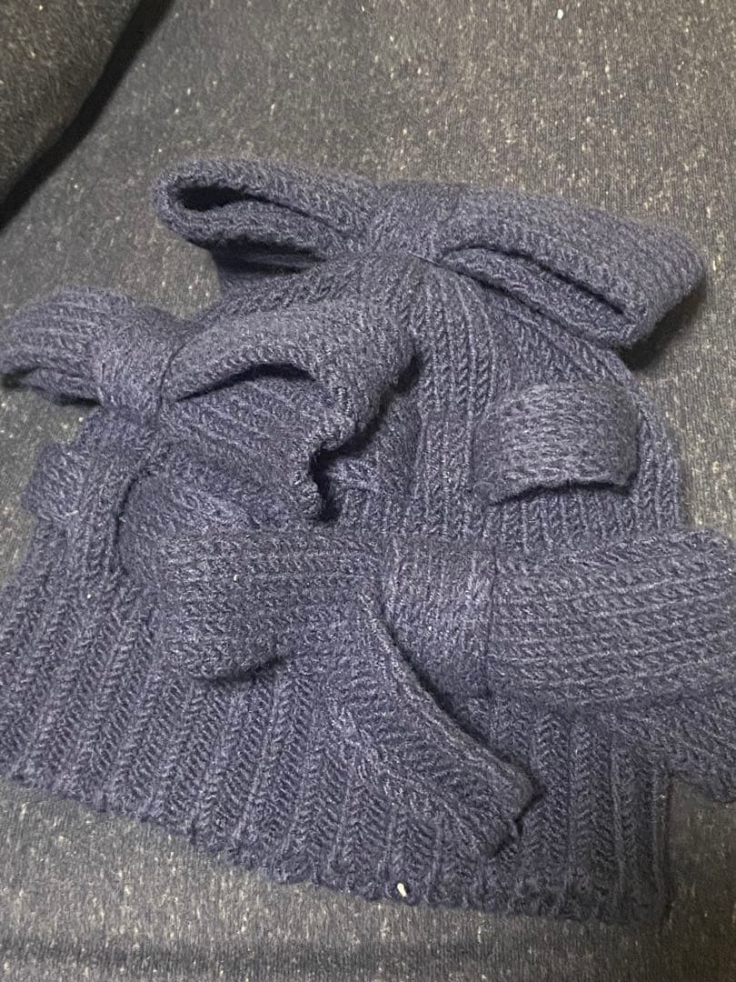 コムデギャルソンガール　25aw リボンニット帽　ネイビー