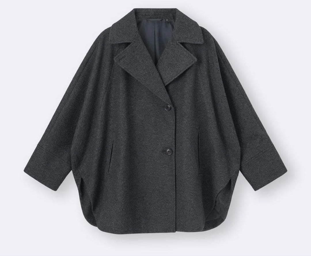 【新品】GU コージーメルトンケープコート M メルトン コート ケープ グレー