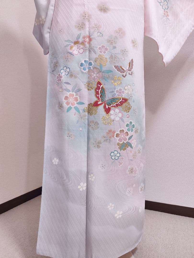 ❰6547❱ フルセット　付け下げ訪問着　作家　山本寛斎　桜　蝶　袋帯　正絹着物