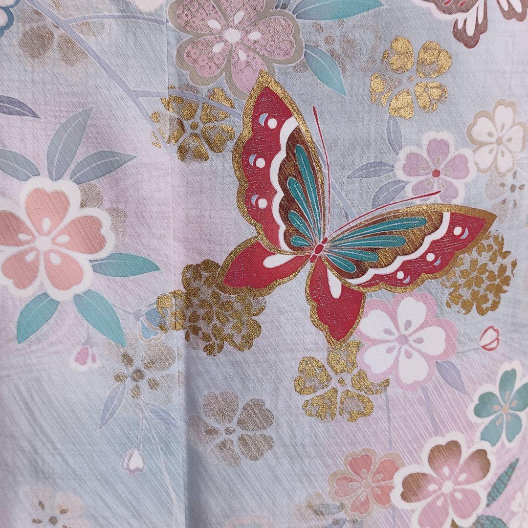 ❰6547❱ フルセット　付け下げ訪問着　作家　山本寛斎　桜　蝶　袋帯　正絹着物