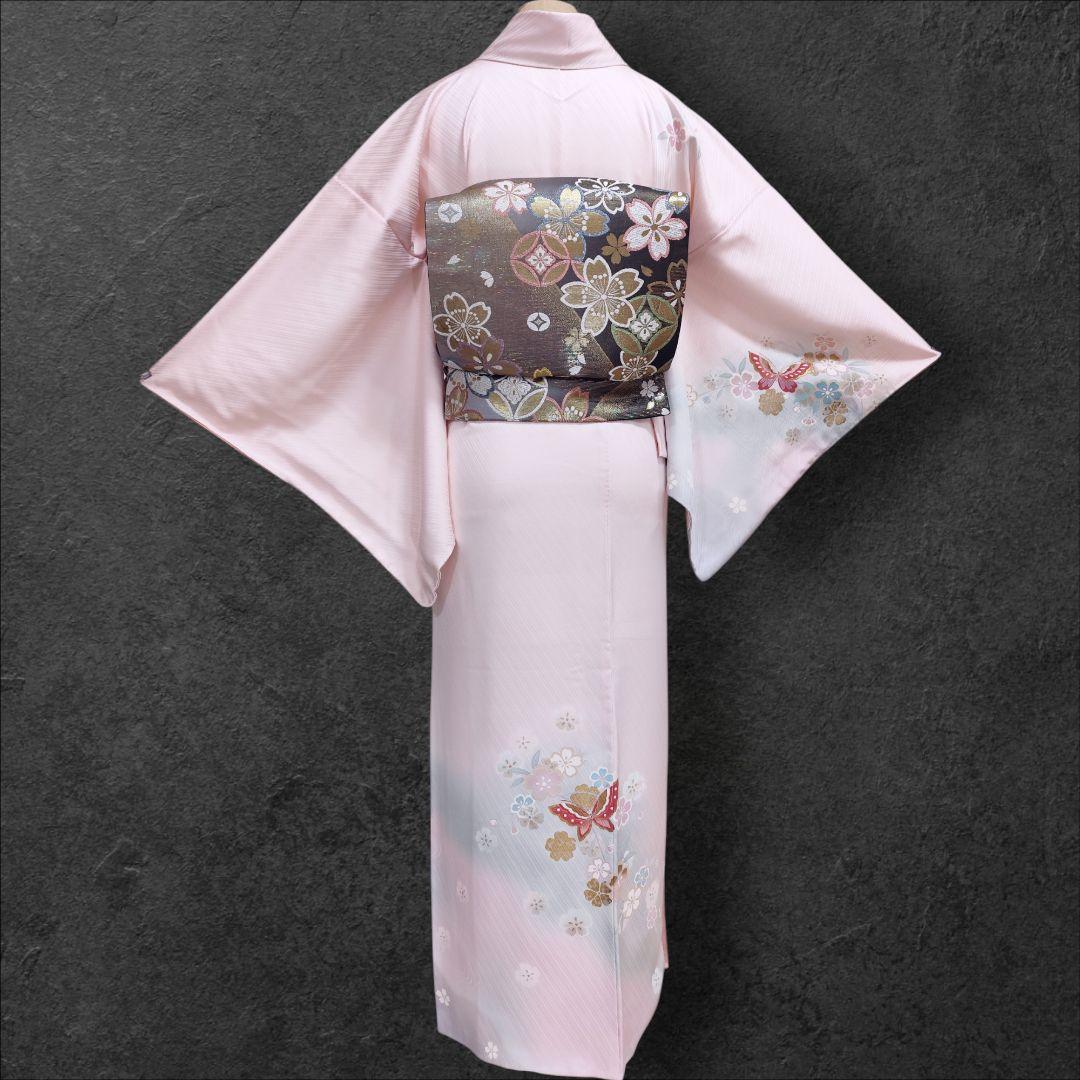 ❰6547❱ フルセット　付け下げ訪問着　作家　山本寛斎　桜　蝶　袋帯　正絹着物