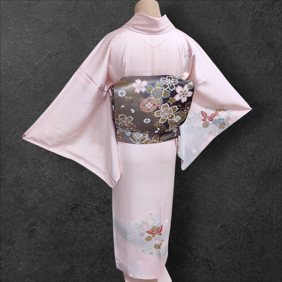 ❰6547❱ フルセット　付け下げ訪問着　作家　山本寛斎　桜　蝶　袋帯　正絹着物