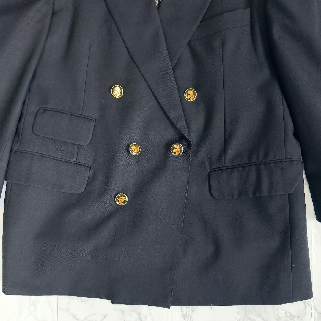 【美品 高級◎】アクアスキュータム 紺ブレ ペイズリー柄 カシミヤ混 英国製 L