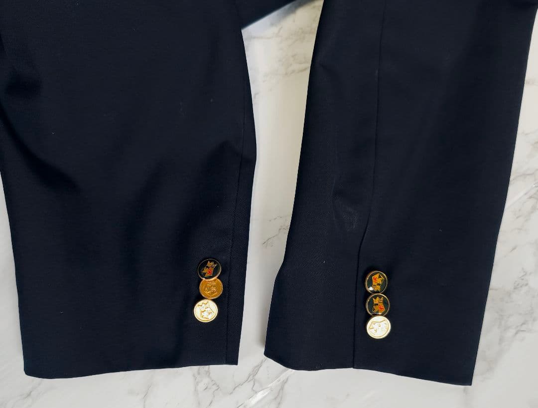 【美品 高級◎】アクアスキュータム 紺ブレ ペイズリー柄 カシミヤ混 英国製 L