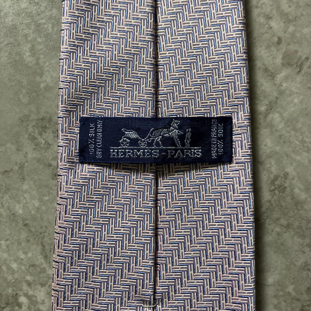 美品 HERMES エルメス ネクタイ H柄 ファソネ ピンク 箱付 シルク