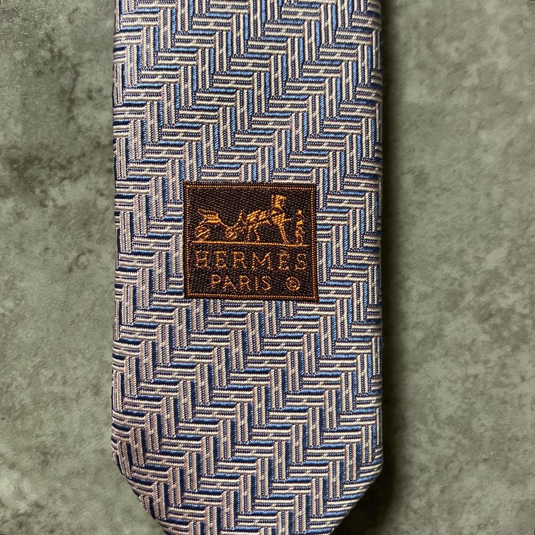 美品 HERMES エルメス ネクタイ H柄 ファソネ ピンク 箱付 シルク