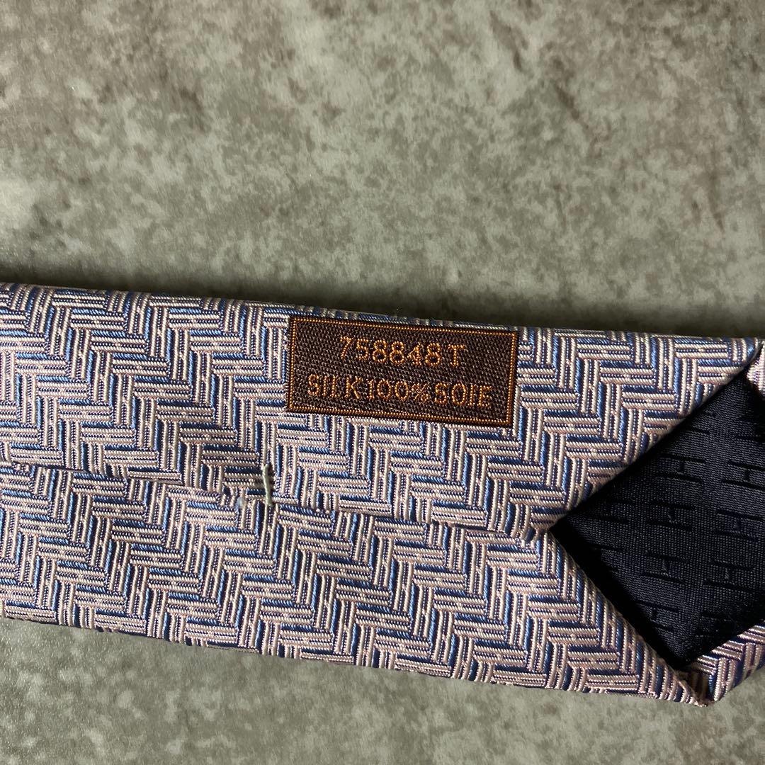 美品 HERMES エルメス ネクタイ H柄 ファソネ ピンク 箱付 シルク