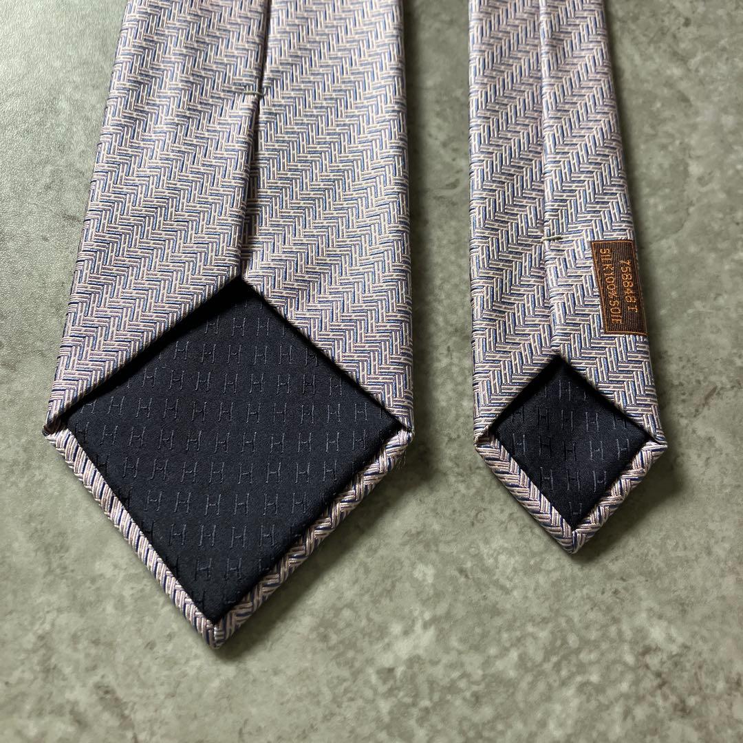 美品 HERMES エルメス ネクタイ H柄 ファソネ ピンク 箱付 シルク