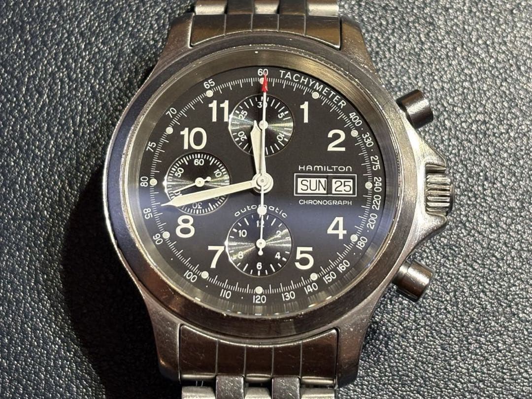 HAMILTON ハミルトン カーキ 3824 クロノグラフ 黒文字盤 自動巻