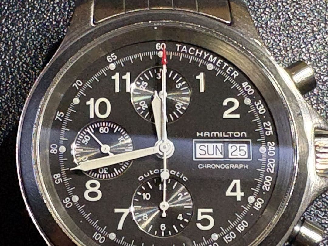 HAMILTON ハミルトン カーキ 3824 クロノグラフ 黒文字盤 自動巻