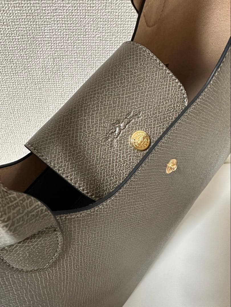 【新品】ロンシャンPURE ショルダーレザーBagタートルダヴ色