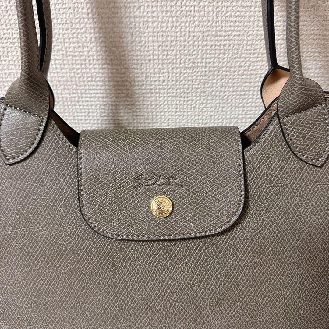 【新品】ロンシャンPURE ショルダーレザーBagタートルダヴ色