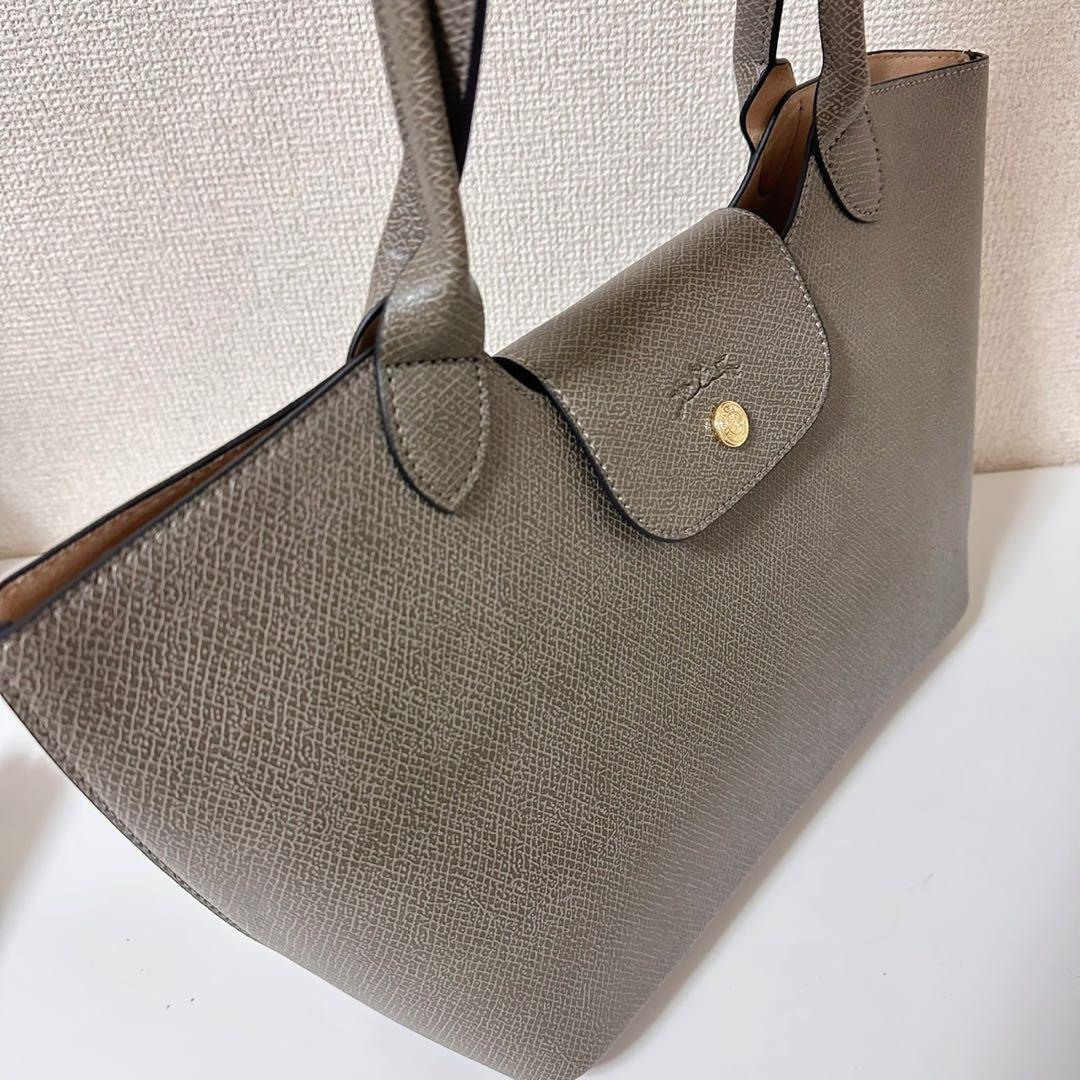 【新品】ロンシャンPURE ショルダーレザーBagタートルダヴ色