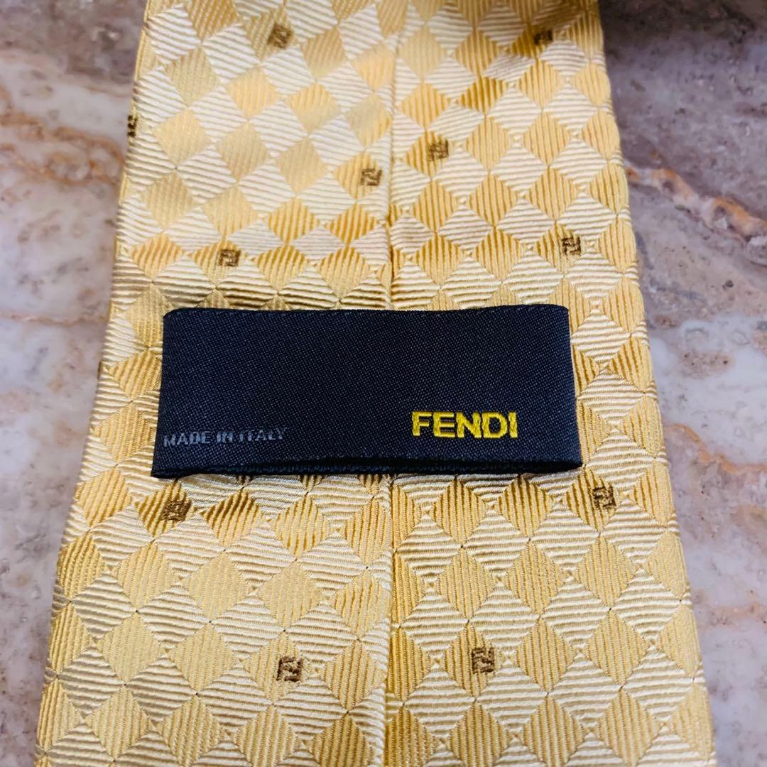 N177 新品未使用 フェンディ ズッカ柄 ゴールド ネクタイ メンズ