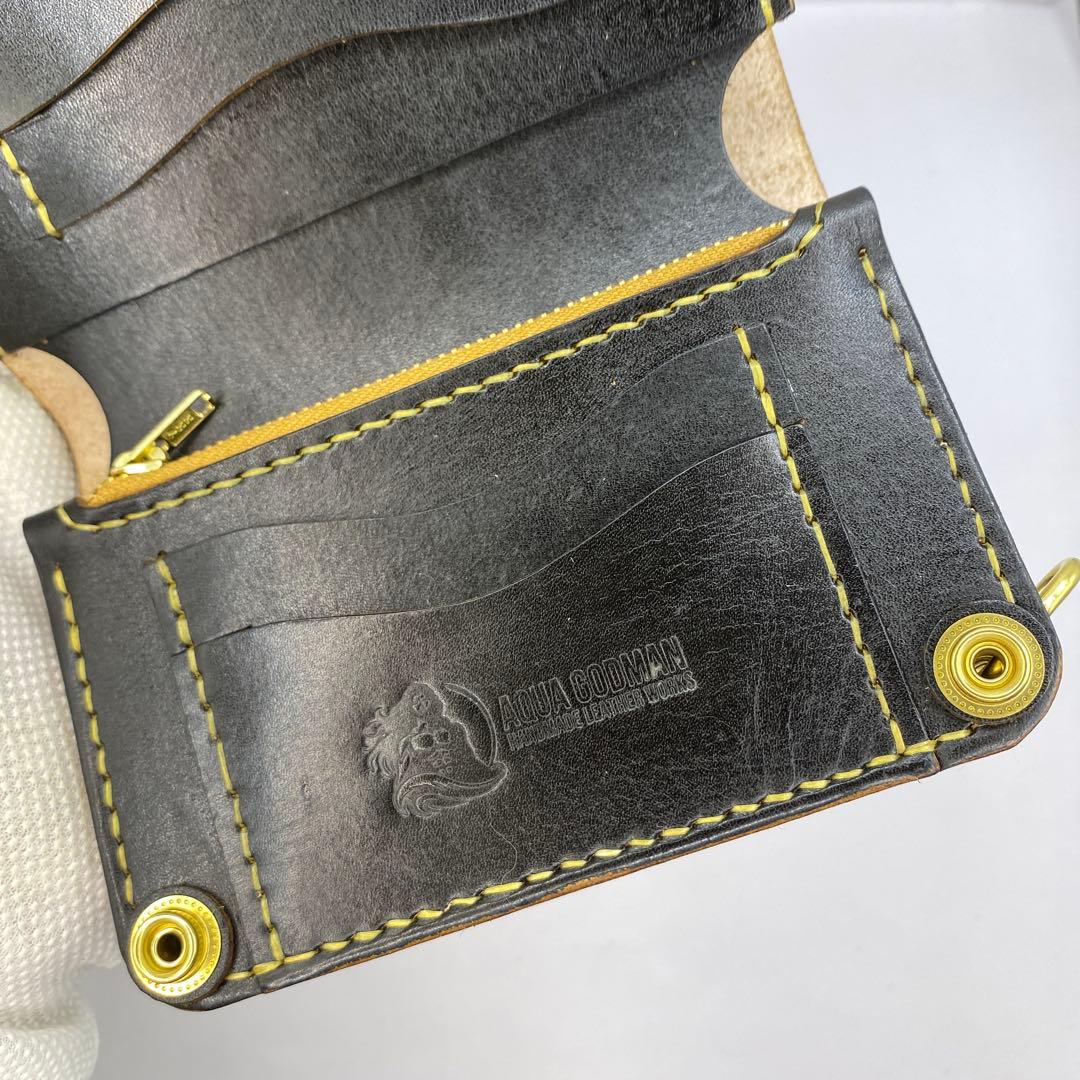 マ*ズ様 オークション 無骨！お札折らずに収納できる無骨な手染めミドルトラッカー