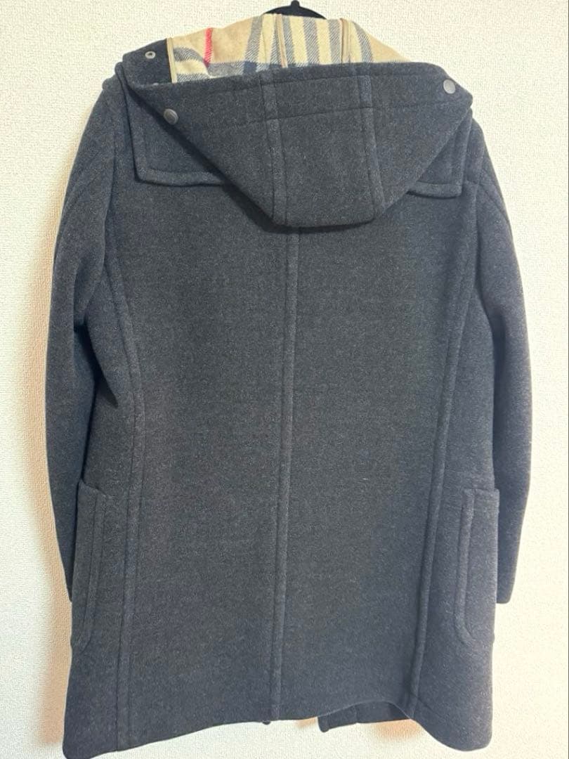 バーバリーロンドン ダッフルコート フード メガチェック　Lサイズ ダークグレー