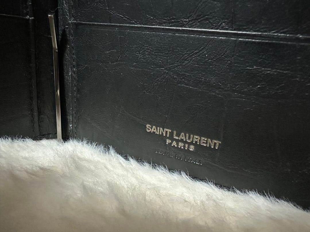 サンローラン　ブラックレザー マネークリップ