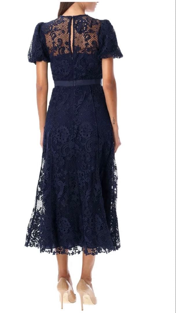 Self-Portrait レースパフスリーブミディ　ドレス　ワンピース　結婚式