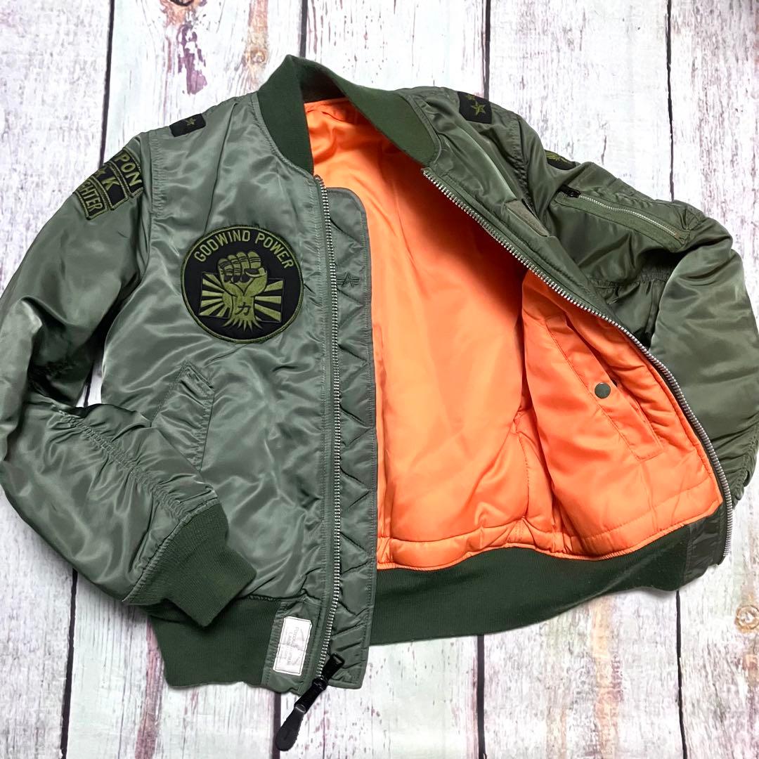 し*う様 【美品レア】ALPHA×GOD WIND 神風 MA-1 フライトジャ