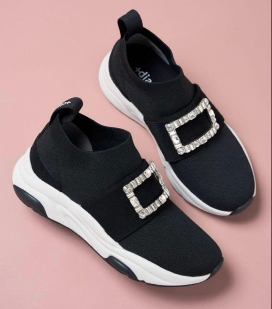 新品未使用　【+diana（プラスダイアナ）】 ビジュー付きストラップスニーカー