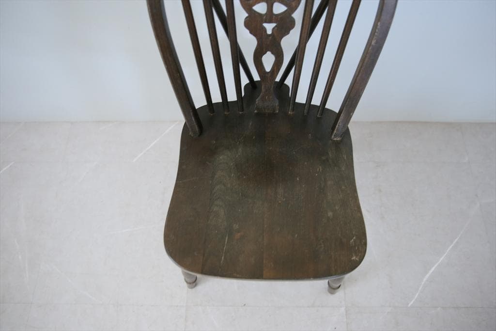 英国アンティーク木製ホイールバックチェア/ダイニングイス/椅子(89-224-8