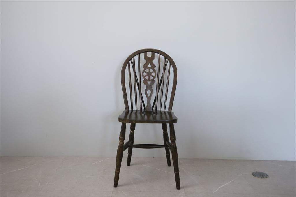英国アンティーク木製ホイールバックチェア/ダイニングイス/椅子(89-224-8