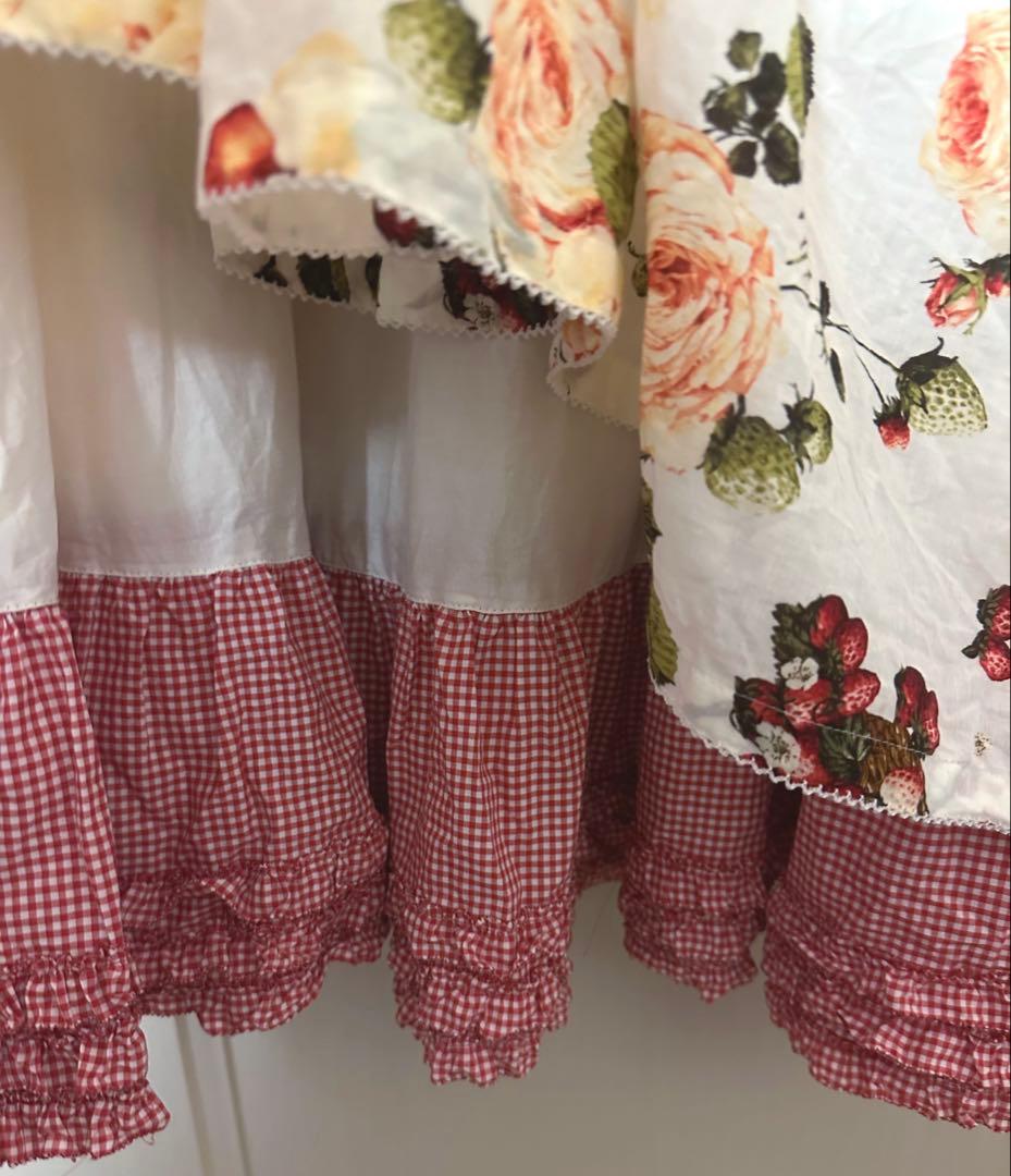 ～Special item～ストロベリーローズプリントミディワンピース　ギンガム