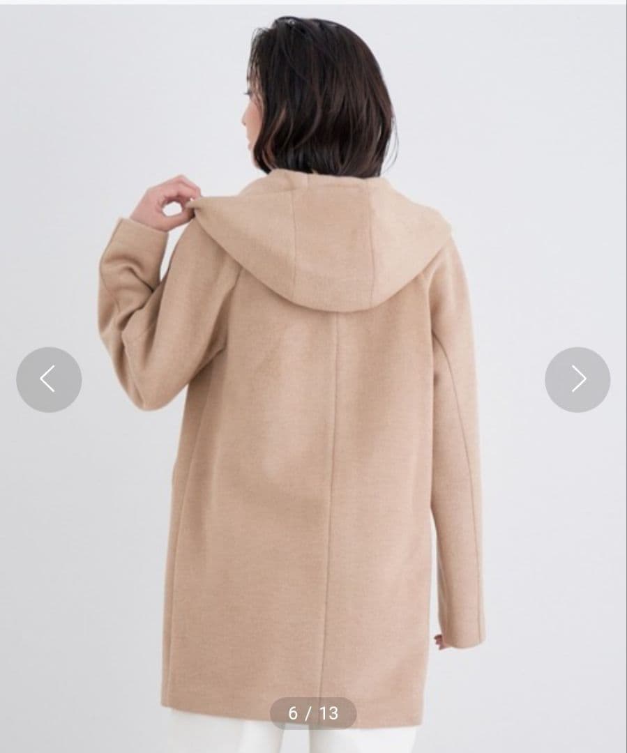 ☆ほぼ未使用☆ANAYI カシミアタッチ　バイカラーフードコート　キャメル