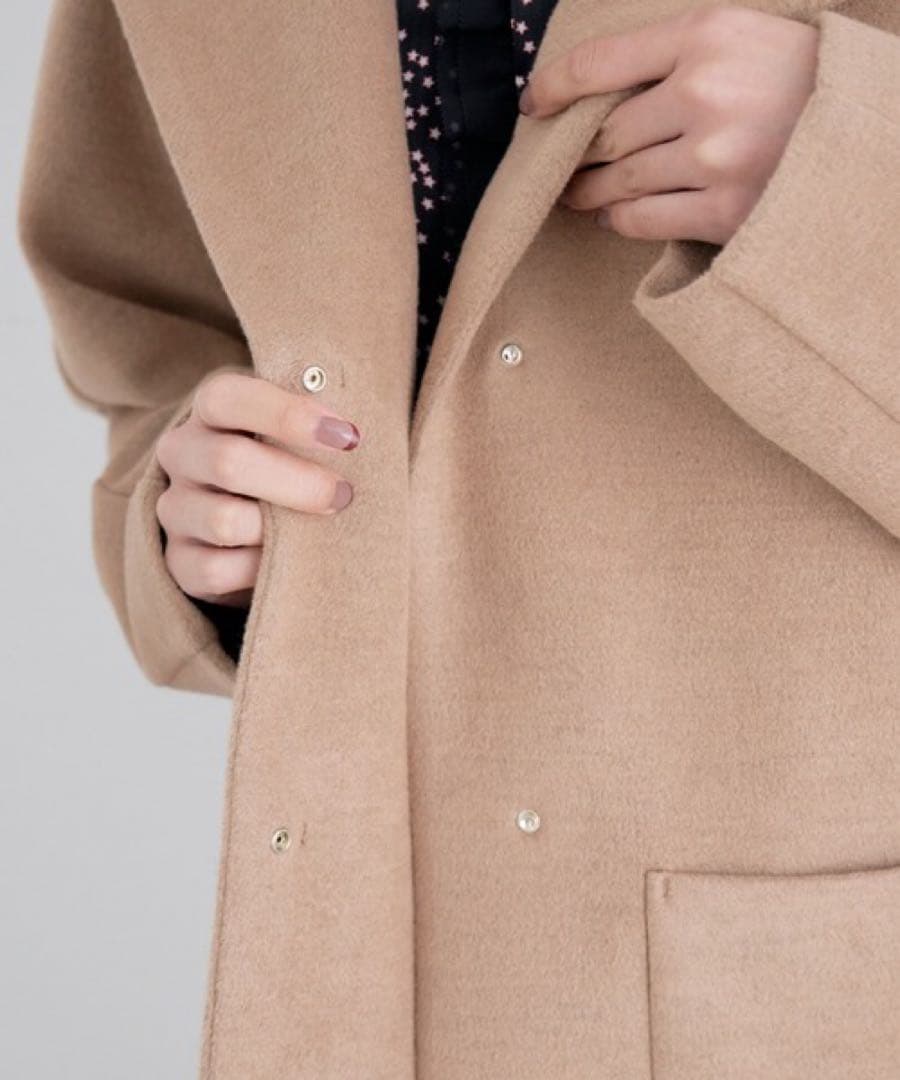 ☆ほぼ未使用☆ANAYI カシミアタッチ　バイカラーフードコート　キャメル