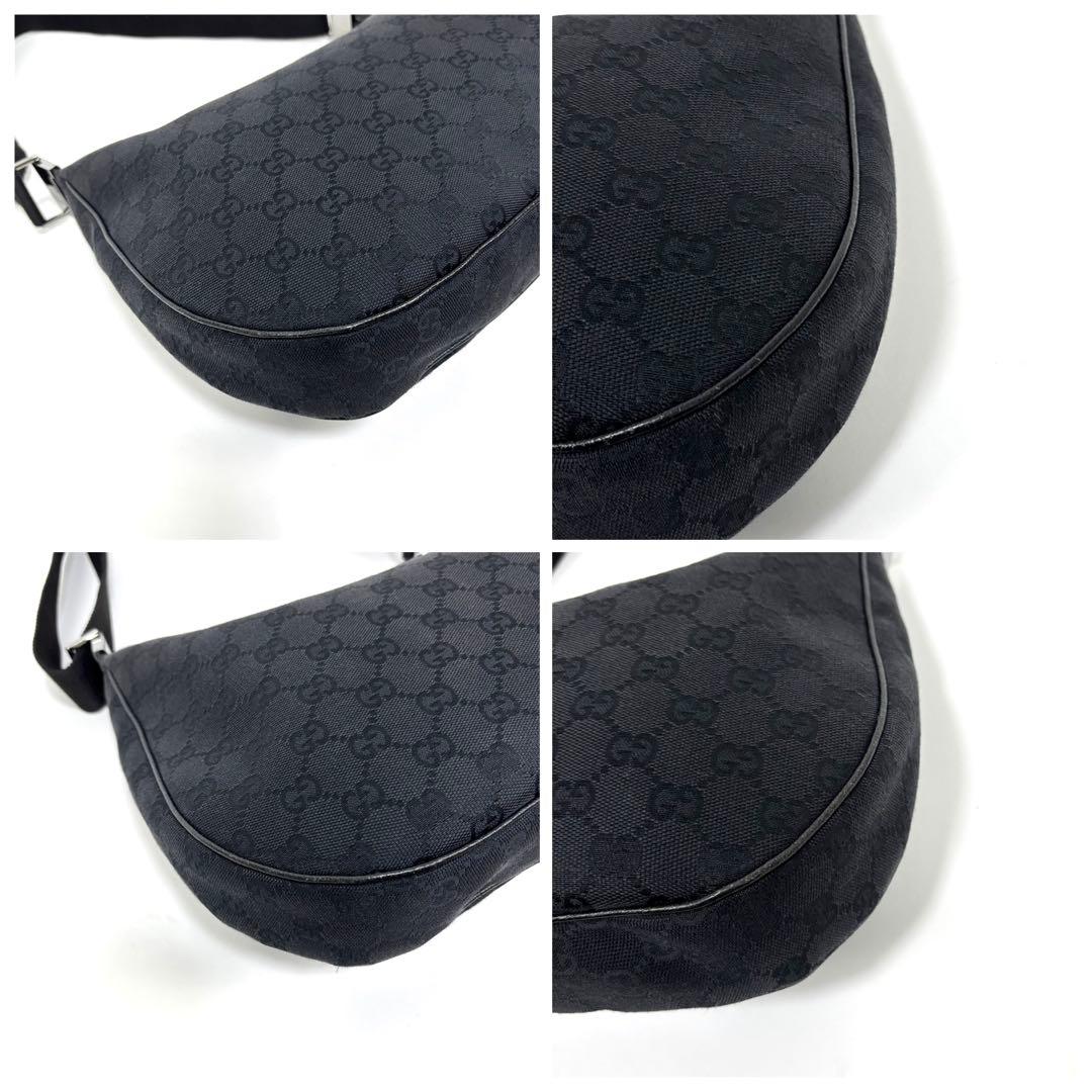 GUCCI グッチ GGキャンバス ハーフムーン ワンショルダーバッグ 黒