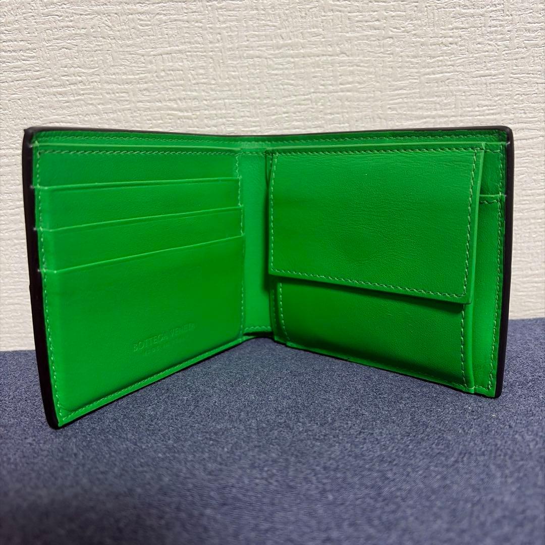 Bottega Veneta 二つ折り財布 ブラック/グリーン