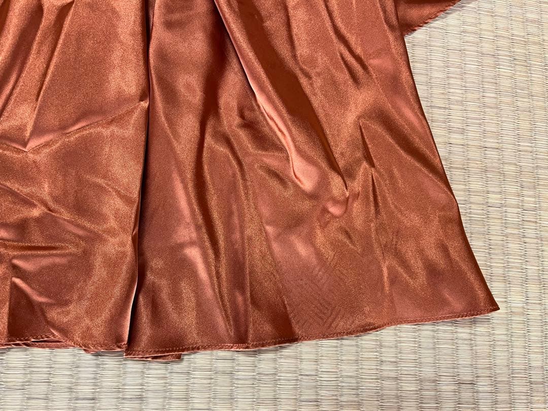 【美晴ドレス】テラコッタＶネック　カラーロングドレス　Ｍサイズ