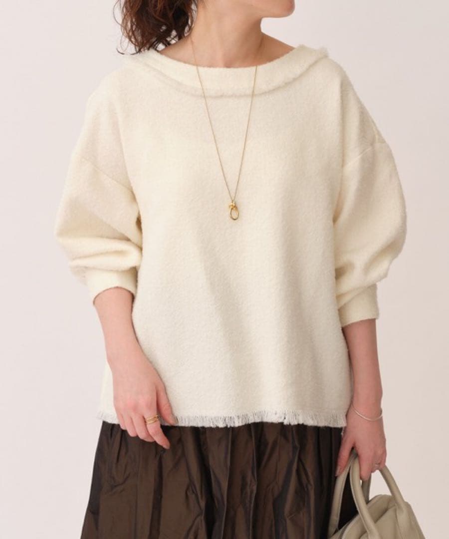 ✨定価3.3万円✨ビアズリー　後ろレースツイードプルオーバー　ホワイト　F