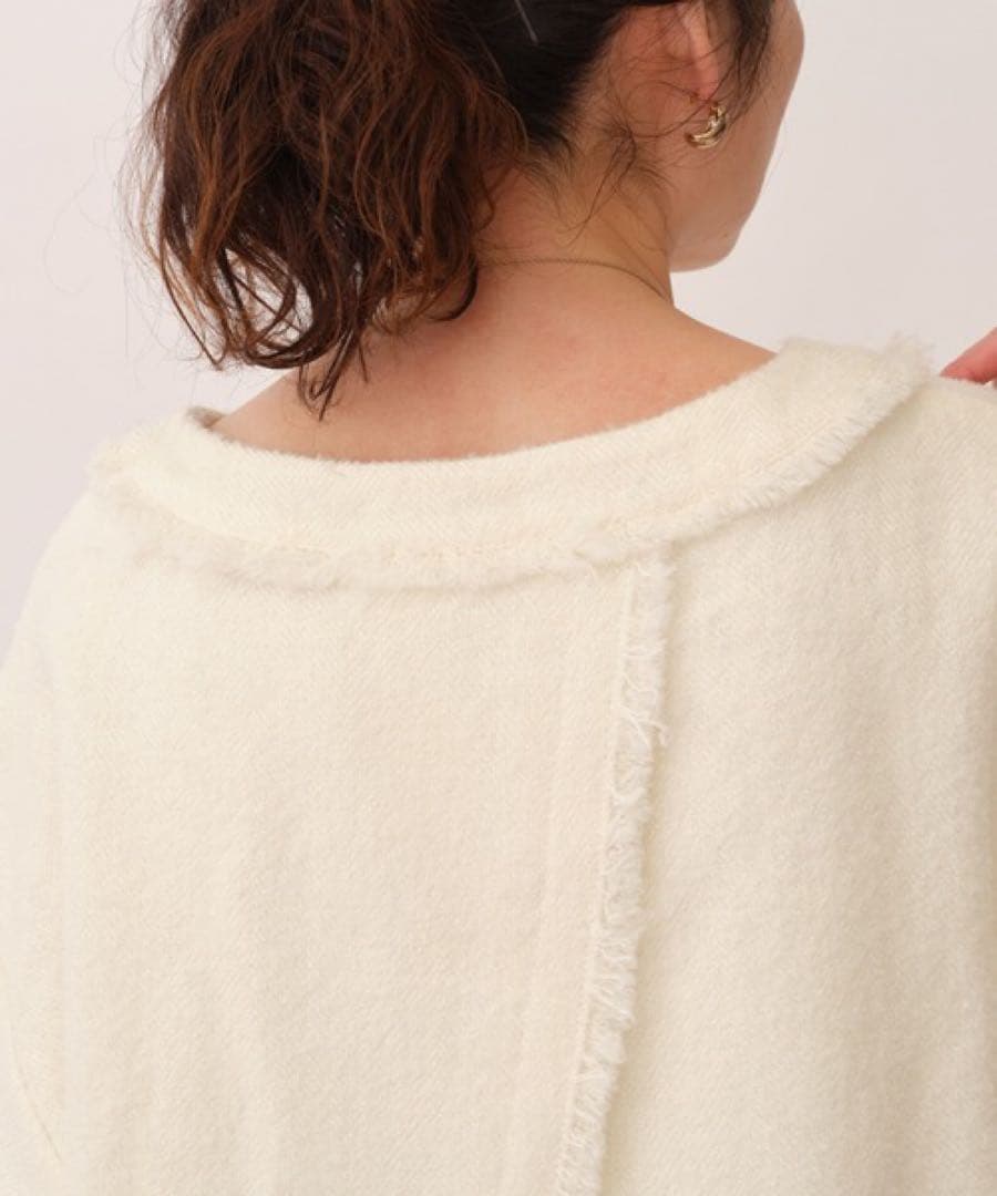 ✨定価3.3万円✨ビアズリー　後ろレースツイードプルオーバー　ホワイト　F