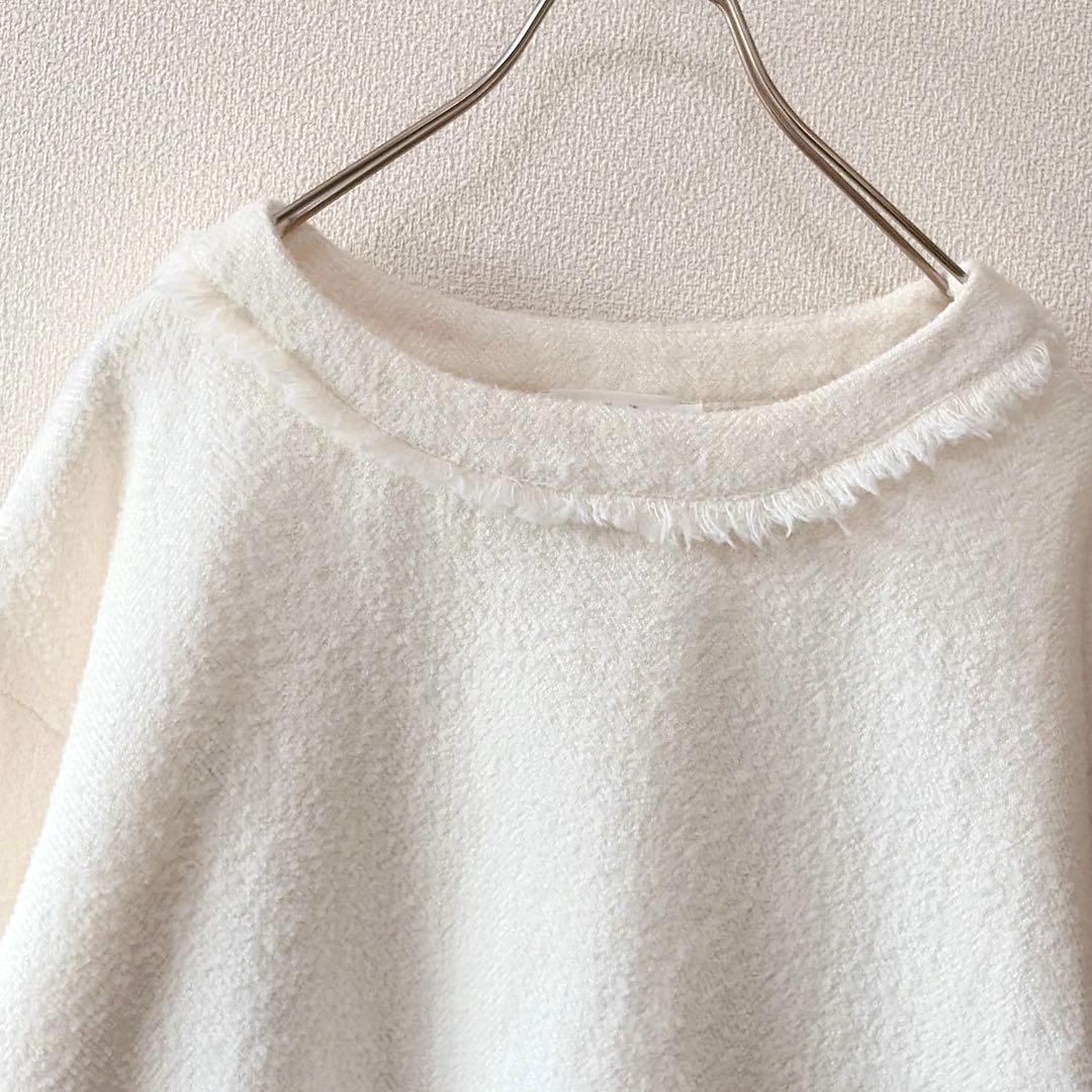 ✨定価3.3万円✨ビアズリー　後ろレースツイードプルオーバー　ホワイト　F