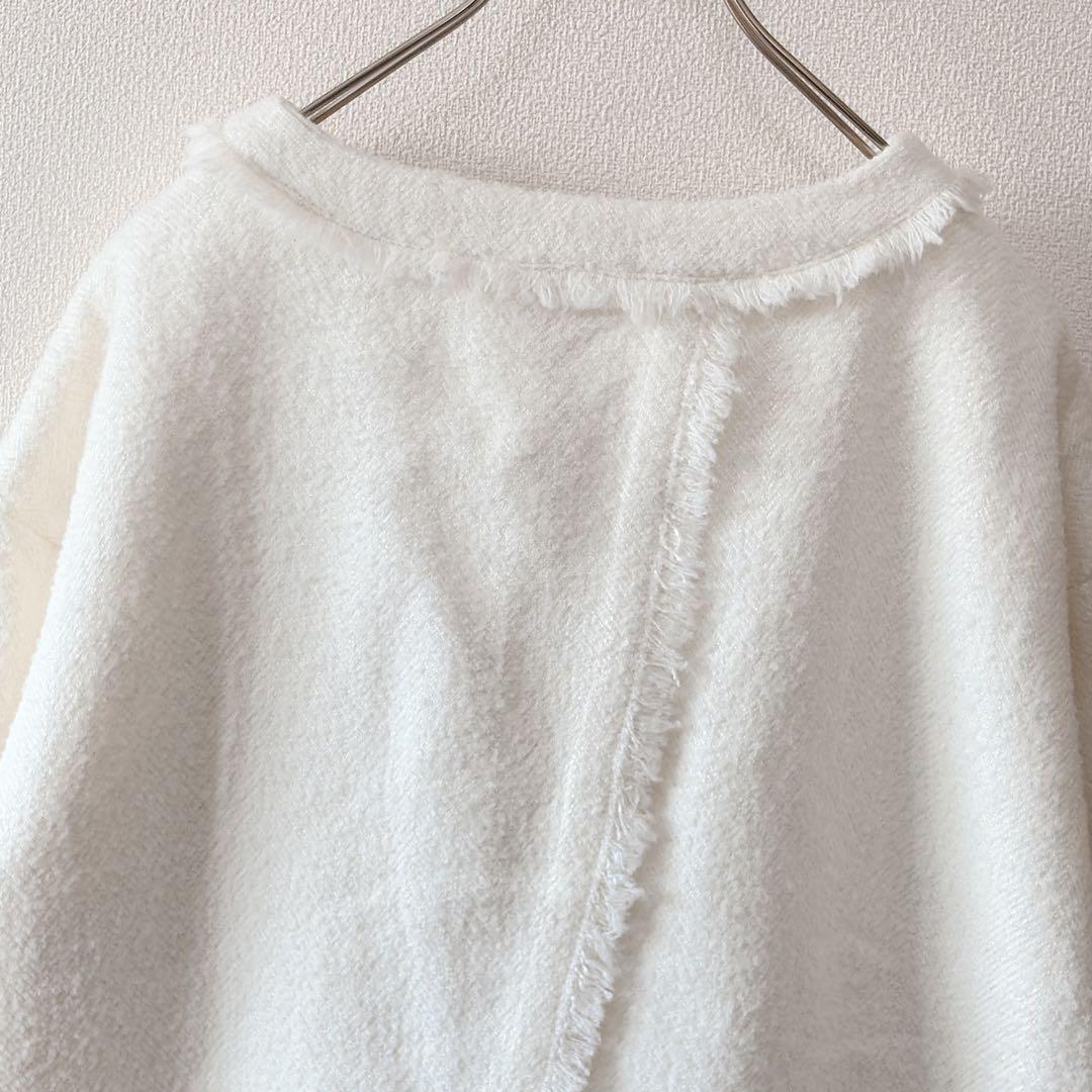 ✨定価3.3万円✨ビアズリー　後ろレースツイードプルオーバー　ホワイト　F