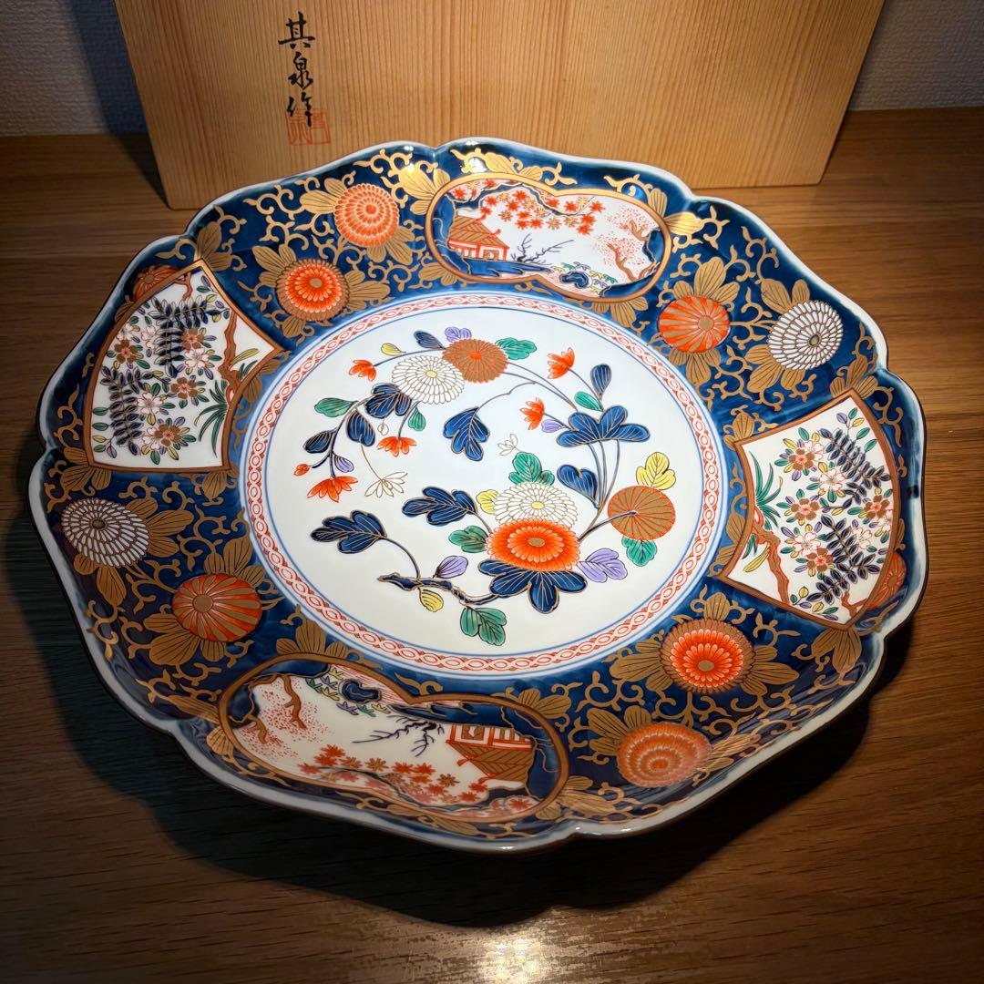 未使用★有田焼　其泉窯　琳派古伊万里　盛皿(小) 共箱付❸