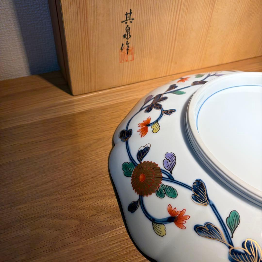 未使用★有田焼　其泉窯　琳派古伊万里　盛皿(小) 共箱付❸