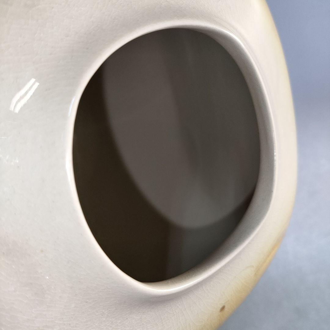 A1255-1/秋塘窯/五代中村雅彦 造/彩釉兎文花器/共箱/花瓶/花入/華道具