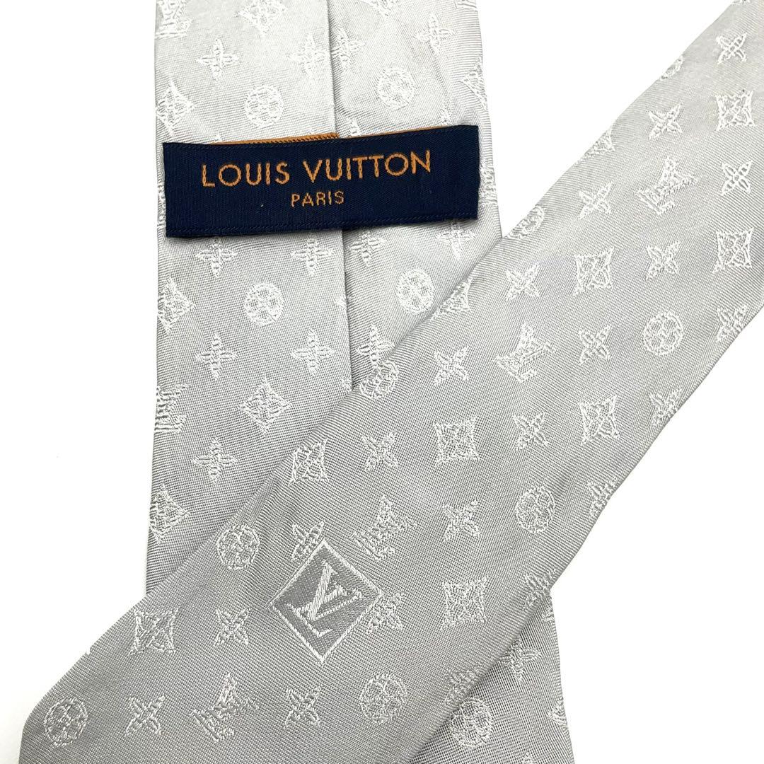 ルイヴィトン LOUIS VUITTON ネクタイ グレー シルク モノグラム