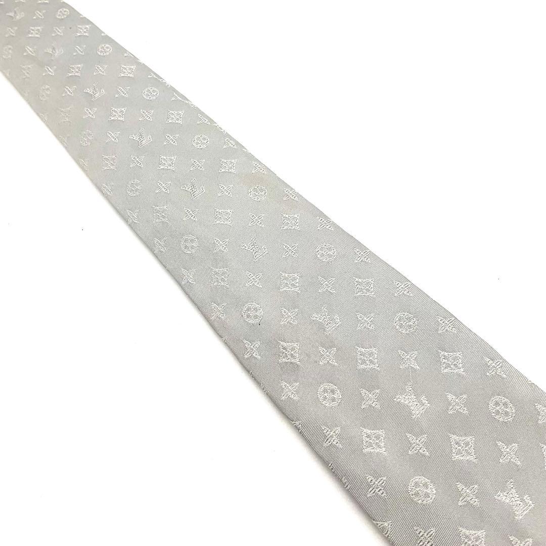 ルイヴィトン LOUIS VUITTON ネクタイ グレー シルク モノグラム